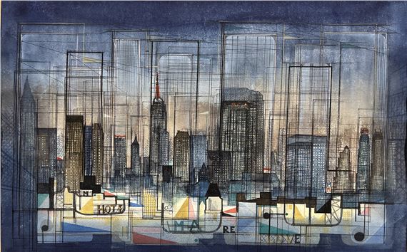 New York at Night by Theodore Hancock, 1966