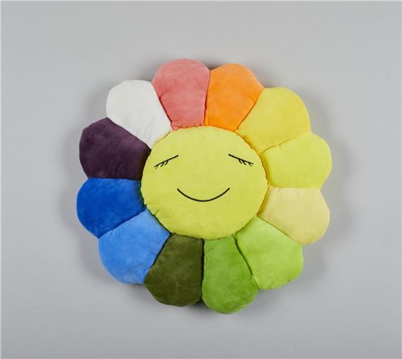 Takashi Murakami Multicolored Pillow Inspired Floral Designs