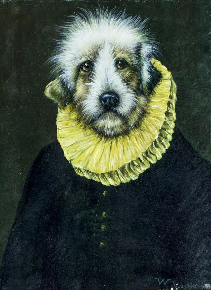 Artwork by W. Y. Jian, Gentleman Dog, Made of oil on canvas