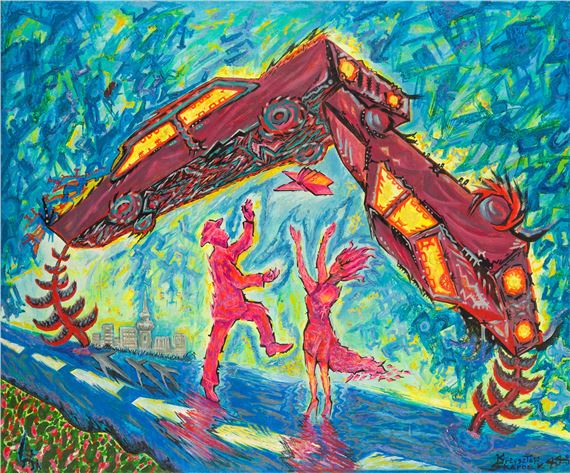 Flying cars by Krzysztof Skarbek, 1988