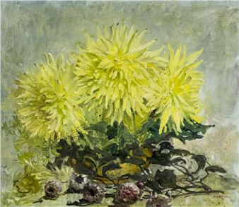 Still Life with Yellow Chrysanthemum - Yves Muller D'Escars
