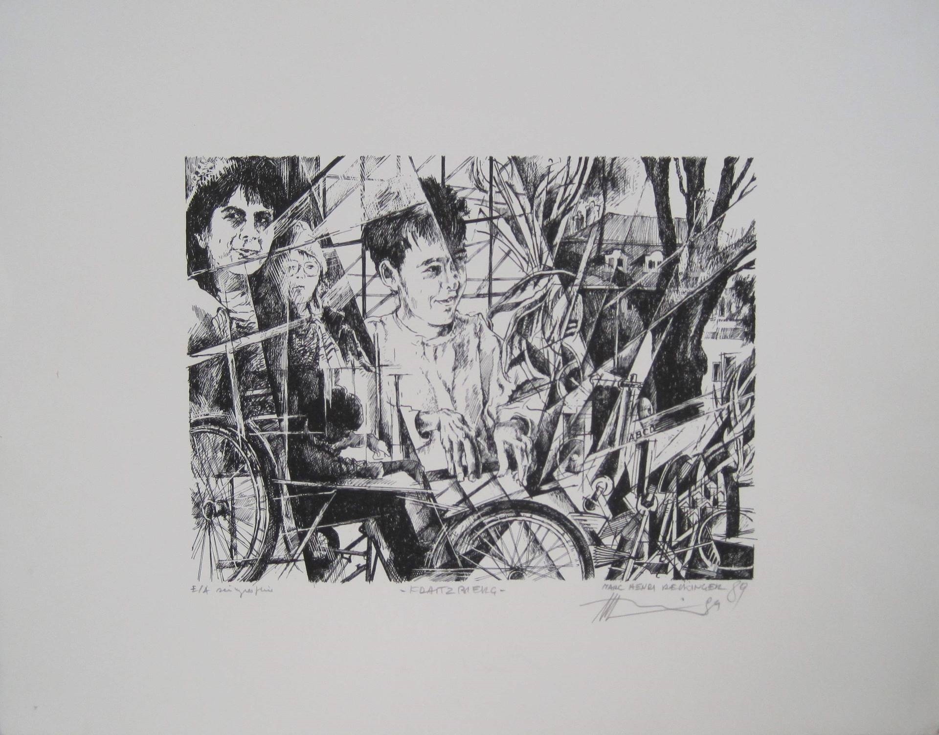 Artwork by Marc Henri Reckinger, Marc Henri RECKINGER (born 1940), Luxembourg artist, Silkscreen: Fraitzbierg, signed and dated 1989, justified proof of artist - Dimensions: 51 x 66 cm, Made of Silkscreen