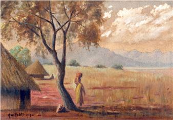 WOMAN CARRYING WATER TO THE HUT - G.W. Pohl