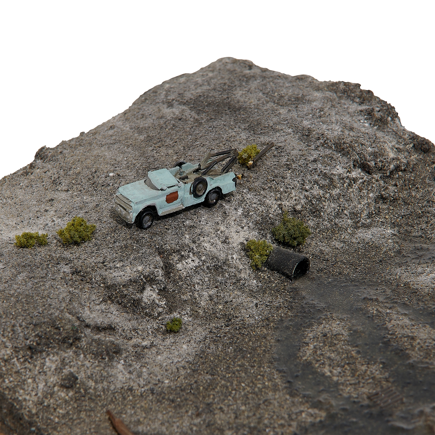 Artwork by Michael Ashkin, Polluted River Open Diorama, Made of resin with mixed media