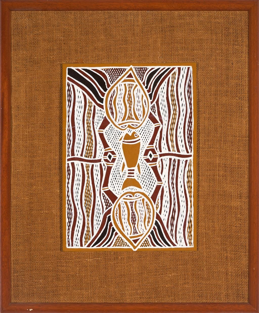 Artwork by Banbapuy Ganambarr, Sand Crab, Made of acrylic on canvas board