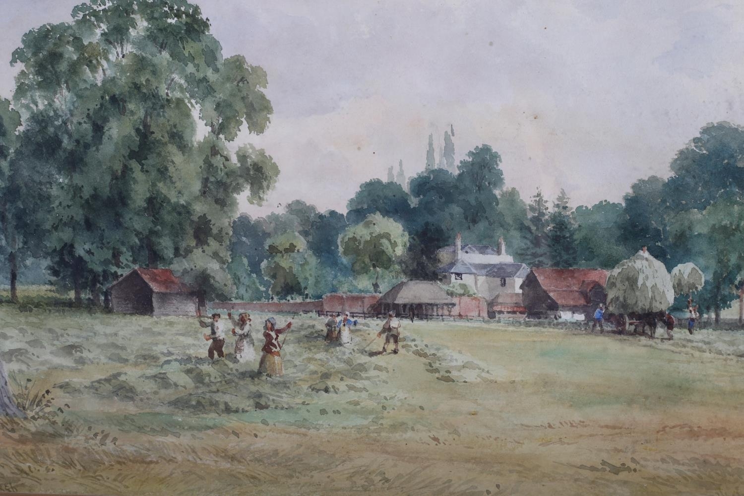 English School, 19th Century MOUNTAIN LANDSCAPE WITH FIGURES AND