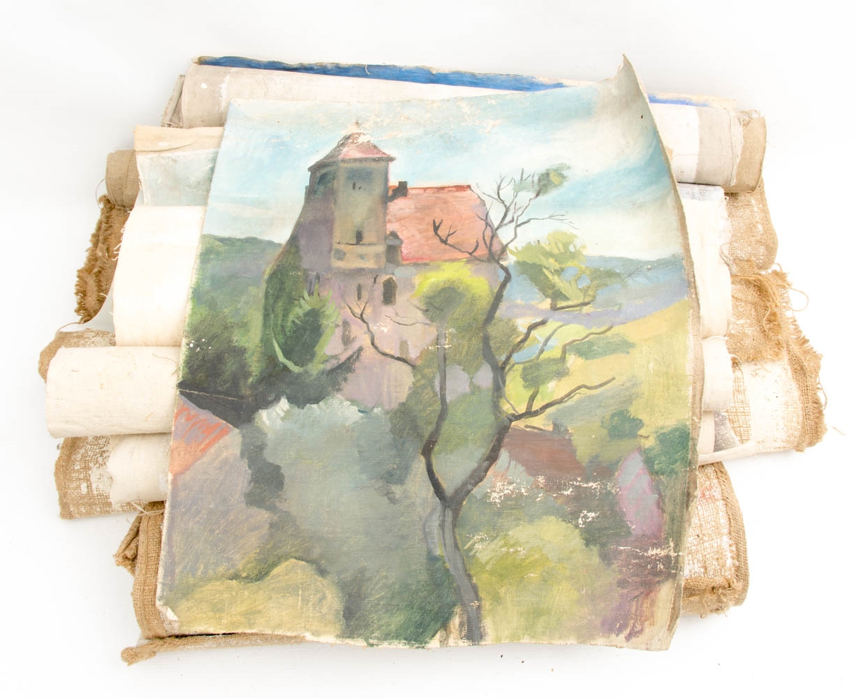 Artwork by De Angelis, Verschiedene Acrylbilder auf Leinwand und Gips, Made of Acrylic