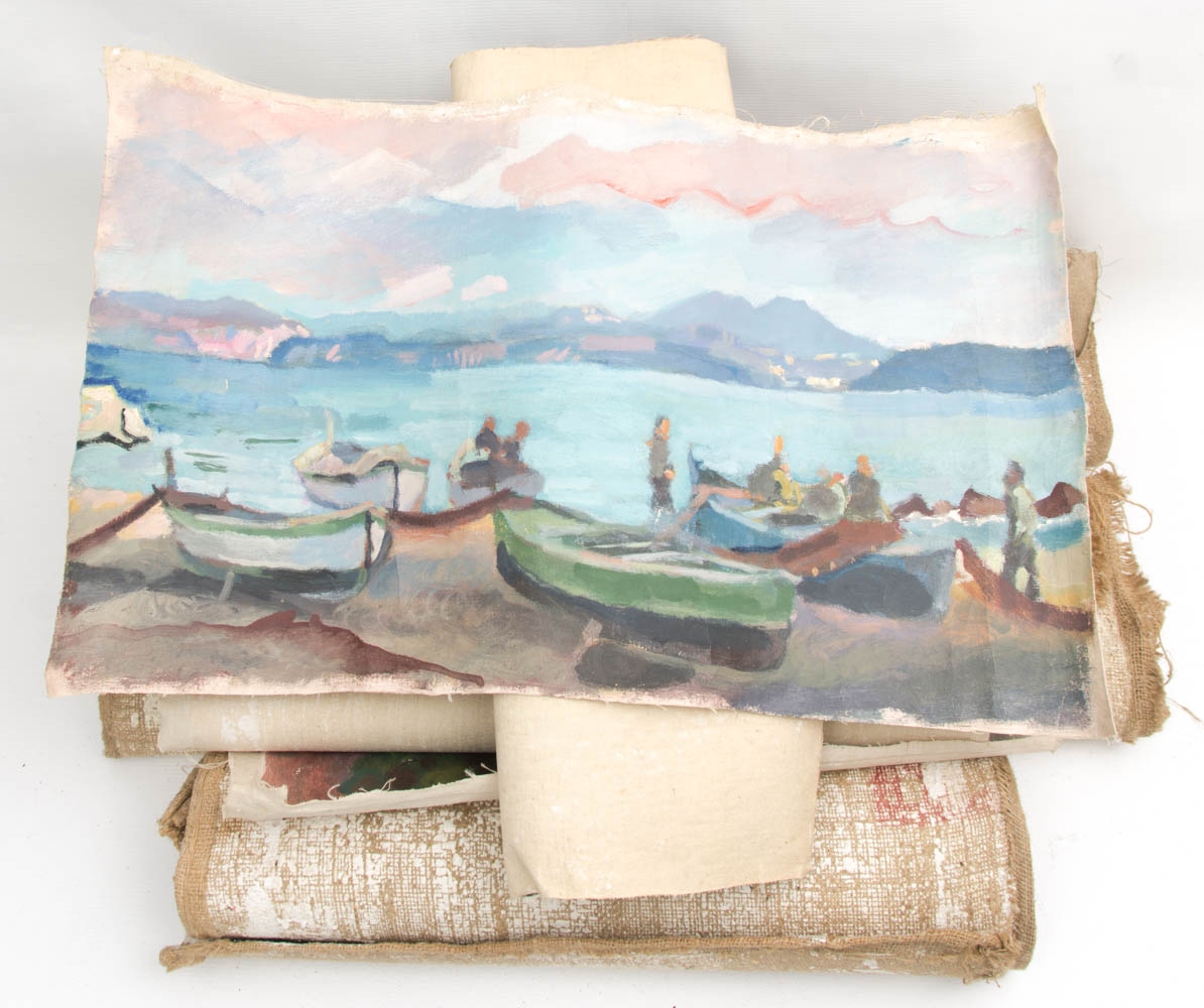 Artwork by De Angelis, Verschiedene Acrylbilder auf Leinwand und Gips, Made of Acrylic