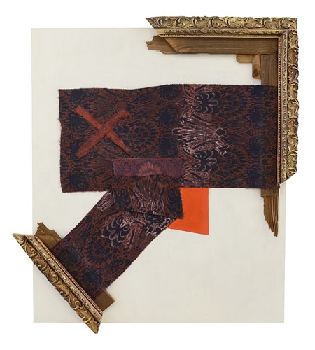 Artwork by Happy Canon, Stacco SA, Made of mixed media, fabric applications and frame fragments on board