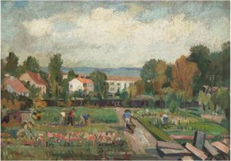 Personen bei der Gartenarbeit - Hugo Rohleder