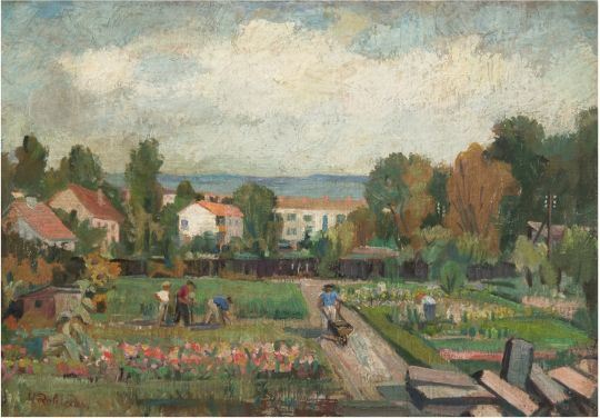 Personen bei der Gartenarbeit - Hugo Rohleder