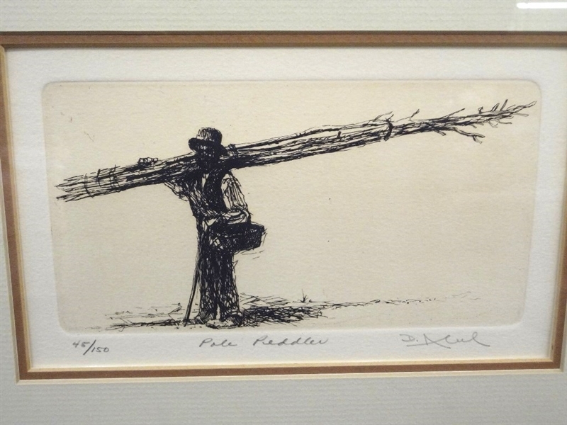 Artwork by David Abel, (2) David Abel Etchings: Pole Peddler, Made of Etchings