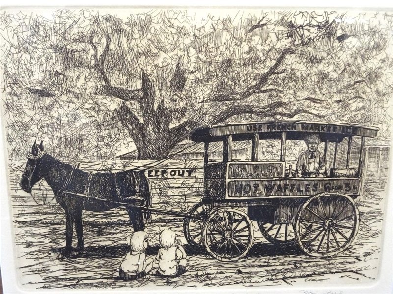 Artwork by David Abel, (2) David Abel Etchings: Pole Peddler, Made of Etchings