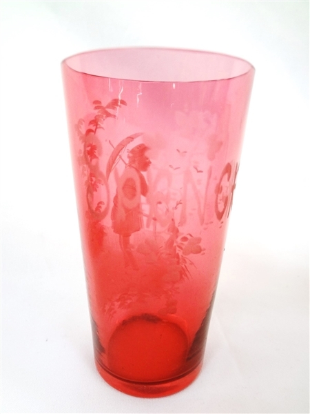 Artwork by Mary Gregory, Antique Mary Gregory Glass: 3 Cups, Made of Glass