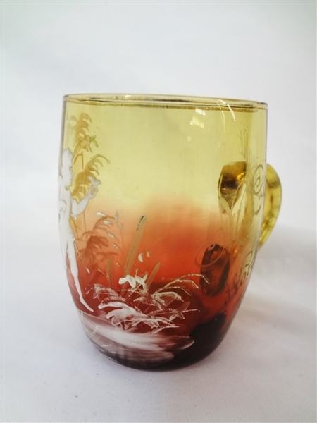 Artwork by Mary Gregory, Antique Mary Gregory Glass: 3 Cups, Made of Glass