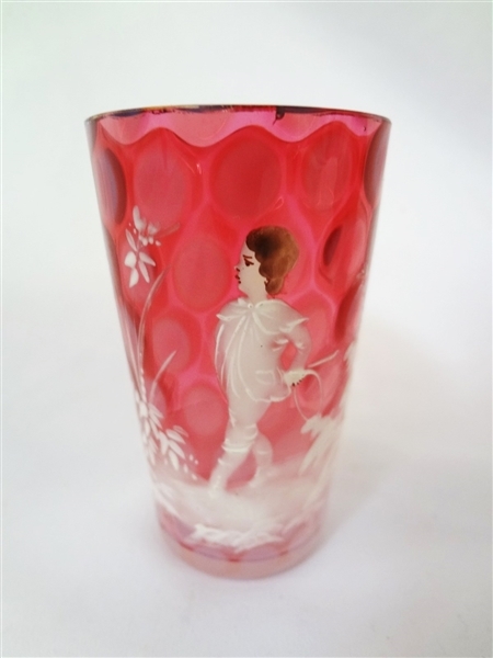 Artwork by Mary Gregory, Antique Mary Gregory Glass: 3 Cups, Made of Glass