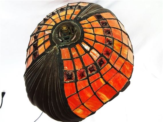 Peter Behrens | Myeda Tiffany Style Flying Lady Bronze Table Lamp
