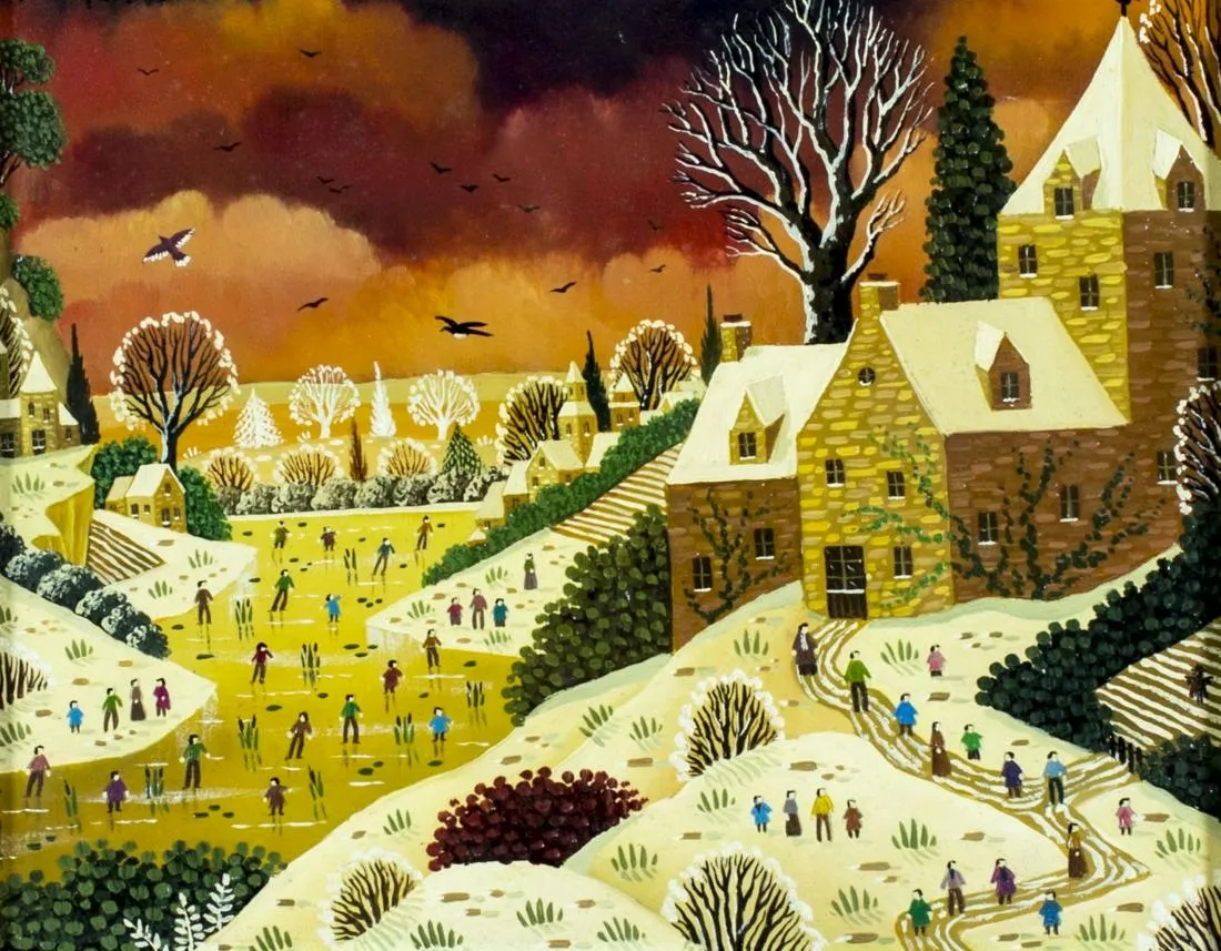 Artwork by Alain Thomas, Winter Landscape, Made of oil on board