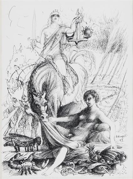 Mythological drawing by Braam Kruger, 1992