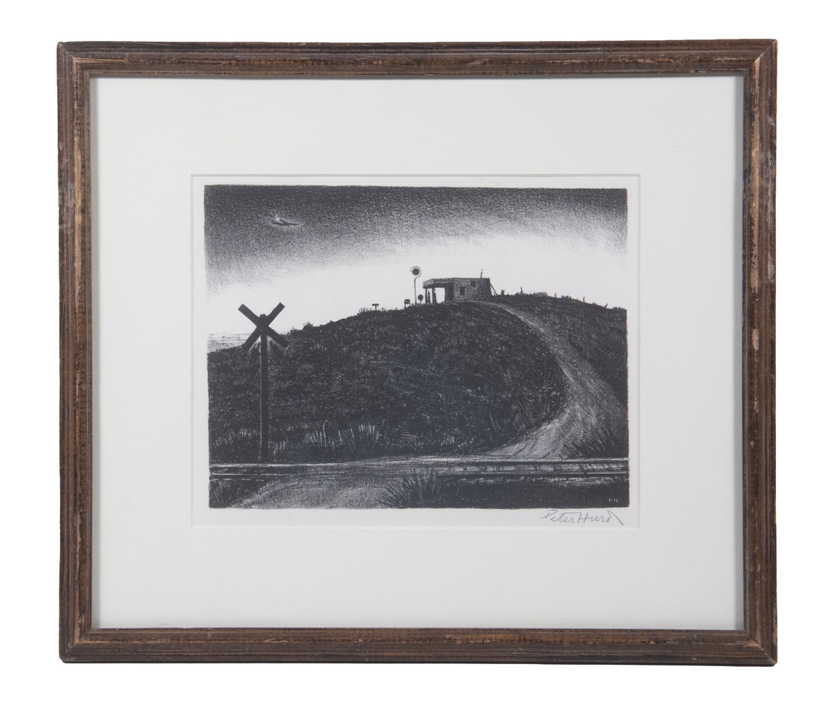 Peter Hurd Gas Station above Rail Crossing MutualArt