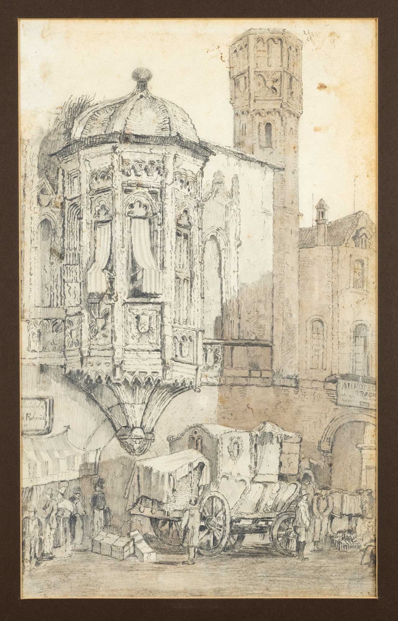 Samuel Prout | Group of 6 drawings with detailed views of Liège and ...