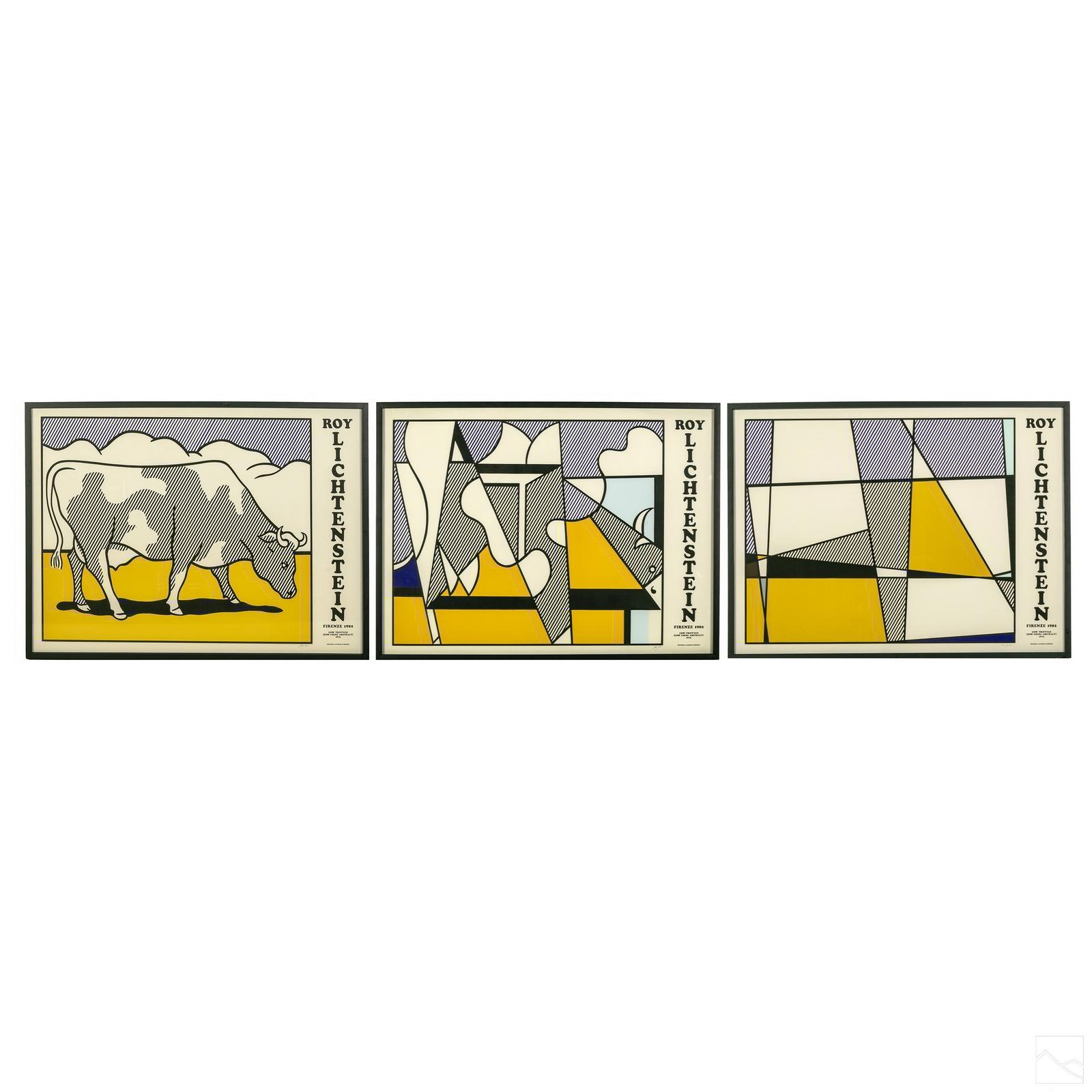 Roy Lichtenstein | Cow Going Abstract Triptych (1982) | MutualArt