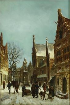 17th century city view in the winter - Hanne Van Der Woude