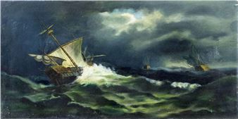 Seascape with Sail Ship - Ella Barnes