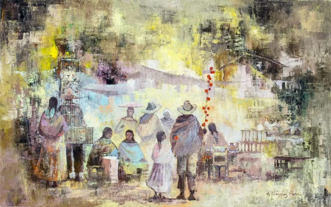 Artwork by Antonio Vasquez Parra, Market Scene, Made of oil on canvas