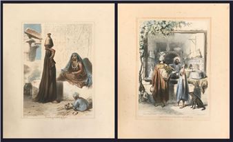 shop and customers - Achille-Constant Prisse D'Avennes