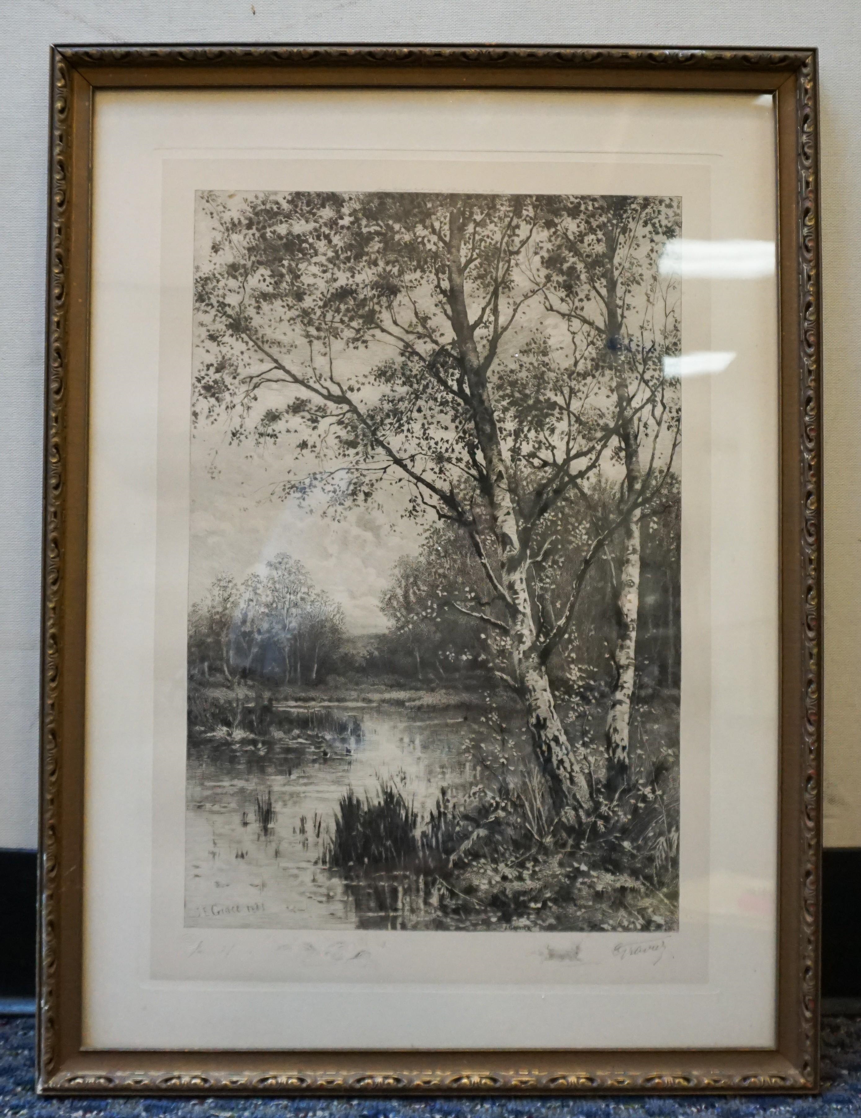 Artwork by James Edward Grace, Alexandre Gravier, Forest Clearing, Made of Etching