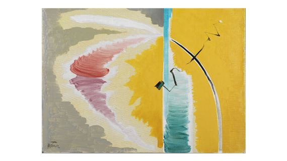 Composition on a yellow and grey background by Saint-Maur