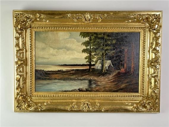 R. A. Paul | Lakeside Camping Scene | MutualArt