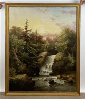 Woodland Waterfall - American School, 19th Century