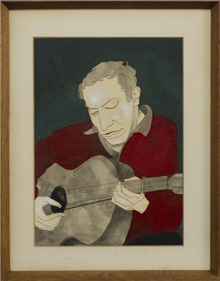 RED GUITARIST by Alasdair Gray, dated 1967