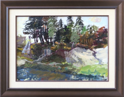 Artwork by Jānis Pauļuks, Ainava, Made of oil on cardboard