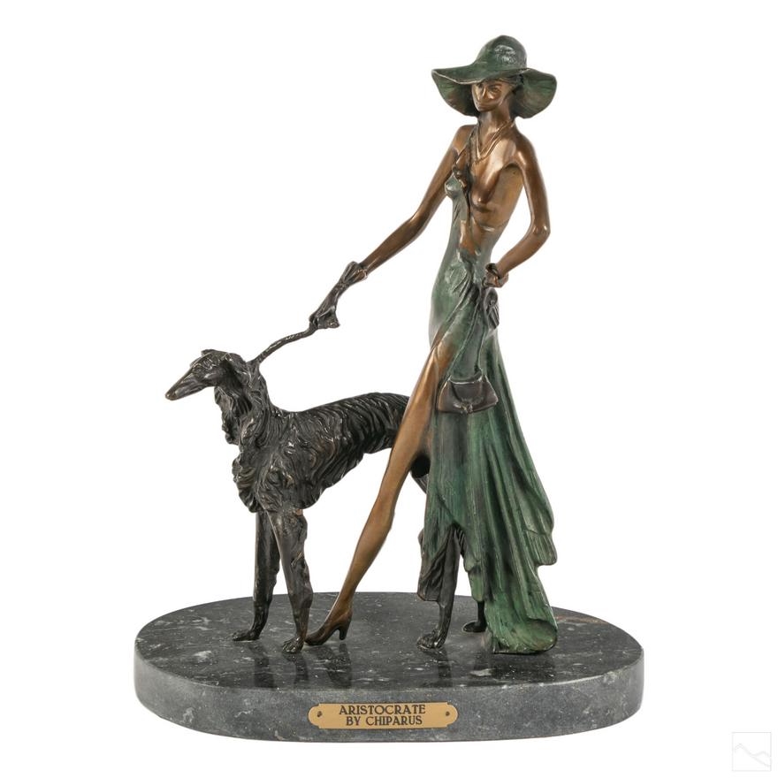 Demétre H. Chiparus | Art Deco dog and woman sculpture | MutualArt