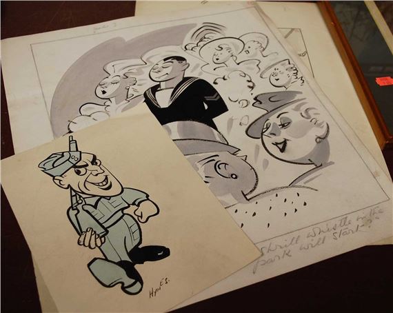 - watercolour and ink depicting a military soldier holding a rifle by Edward Sylvester Hynes