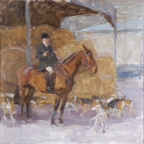 Artwork by Sir Alfred James Munnings, Follower of Alfred J Munnings - Huntsmen and hounds, Made of oil on board