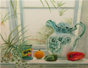 Windows with peppers - Hilary Adair