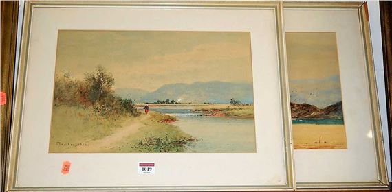 - Pair: Figure on a riverbank path by Albert Procter