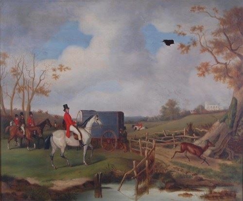 - Extensive landscape with huntsman upon horseback - Richard Denew