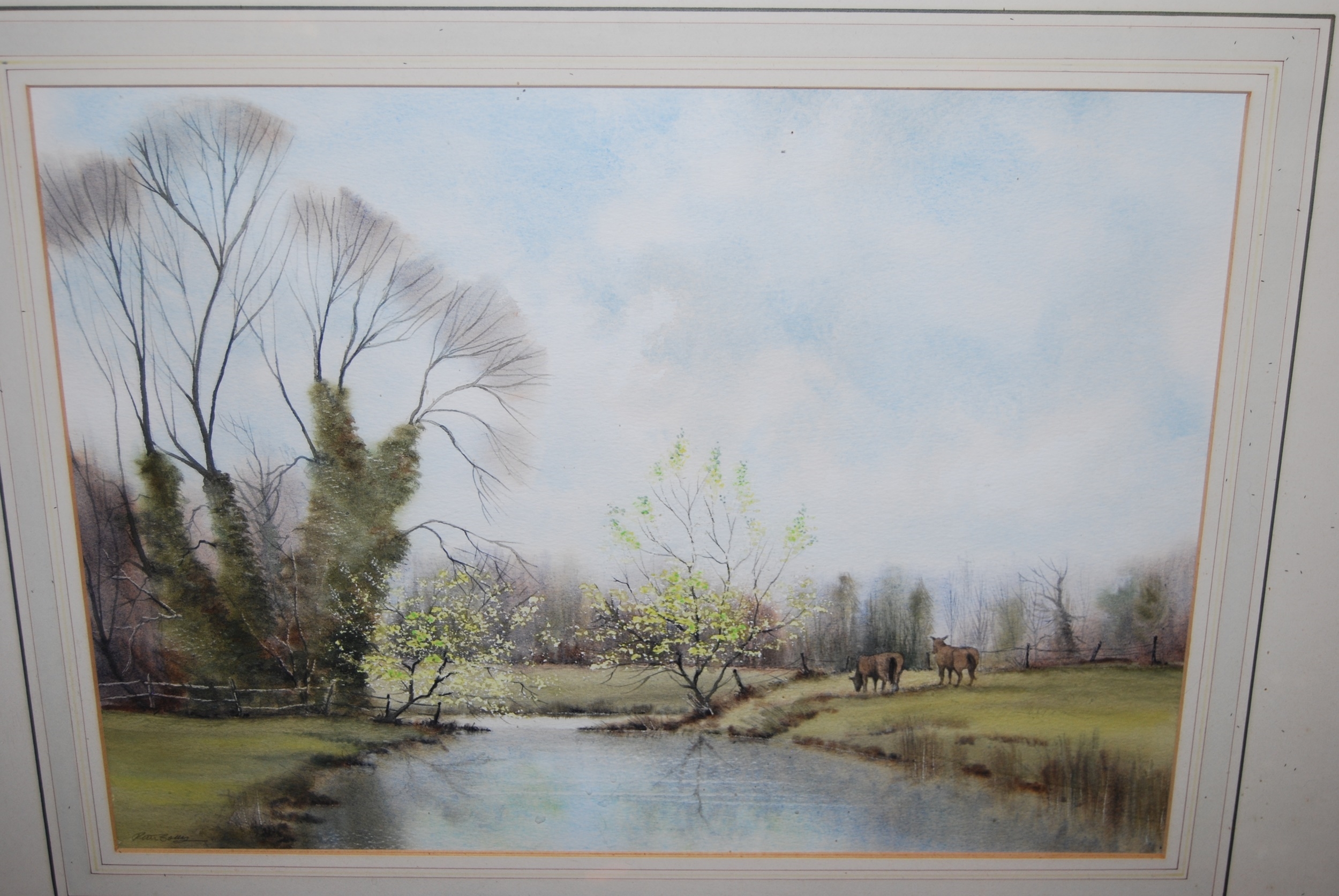 Artwork by Peter Solly, Peter Solly - Pair; Spring near Lyng and Elsing Mill, Made of watercolours
