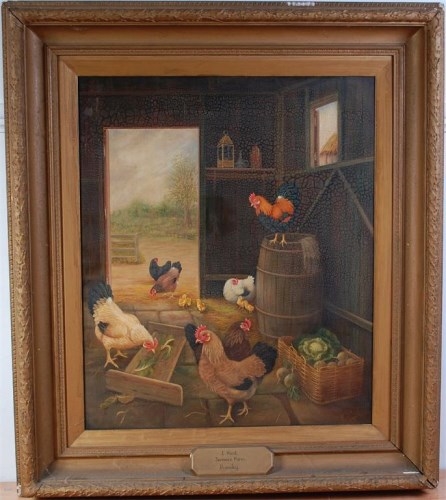 Edgar Hunt | - Chickens at Jenner's Farm Romsley | MutualArt