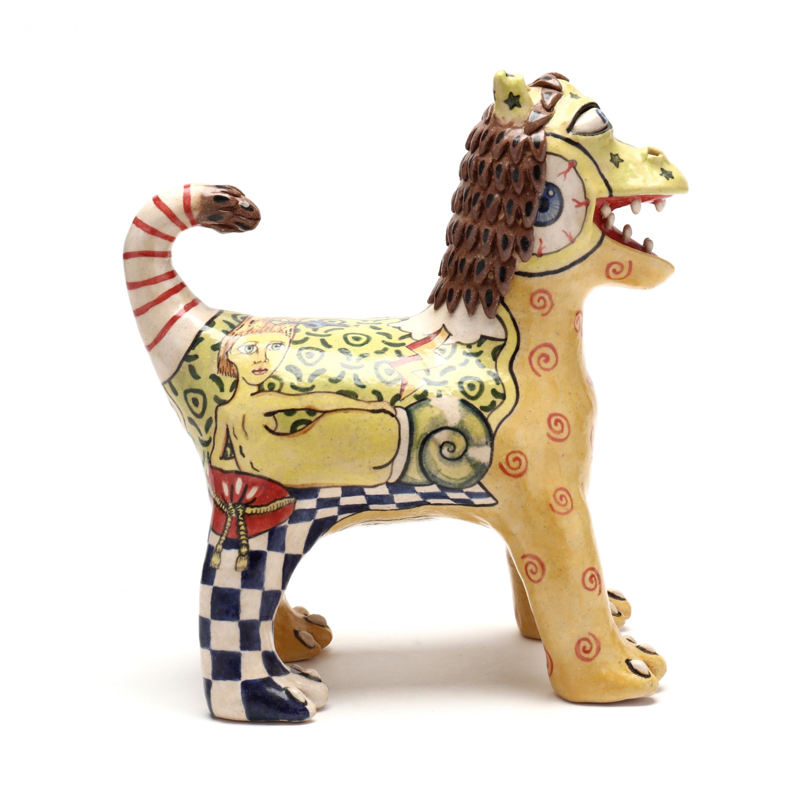 Stacy Lambert Folk Art Lion MutualArt