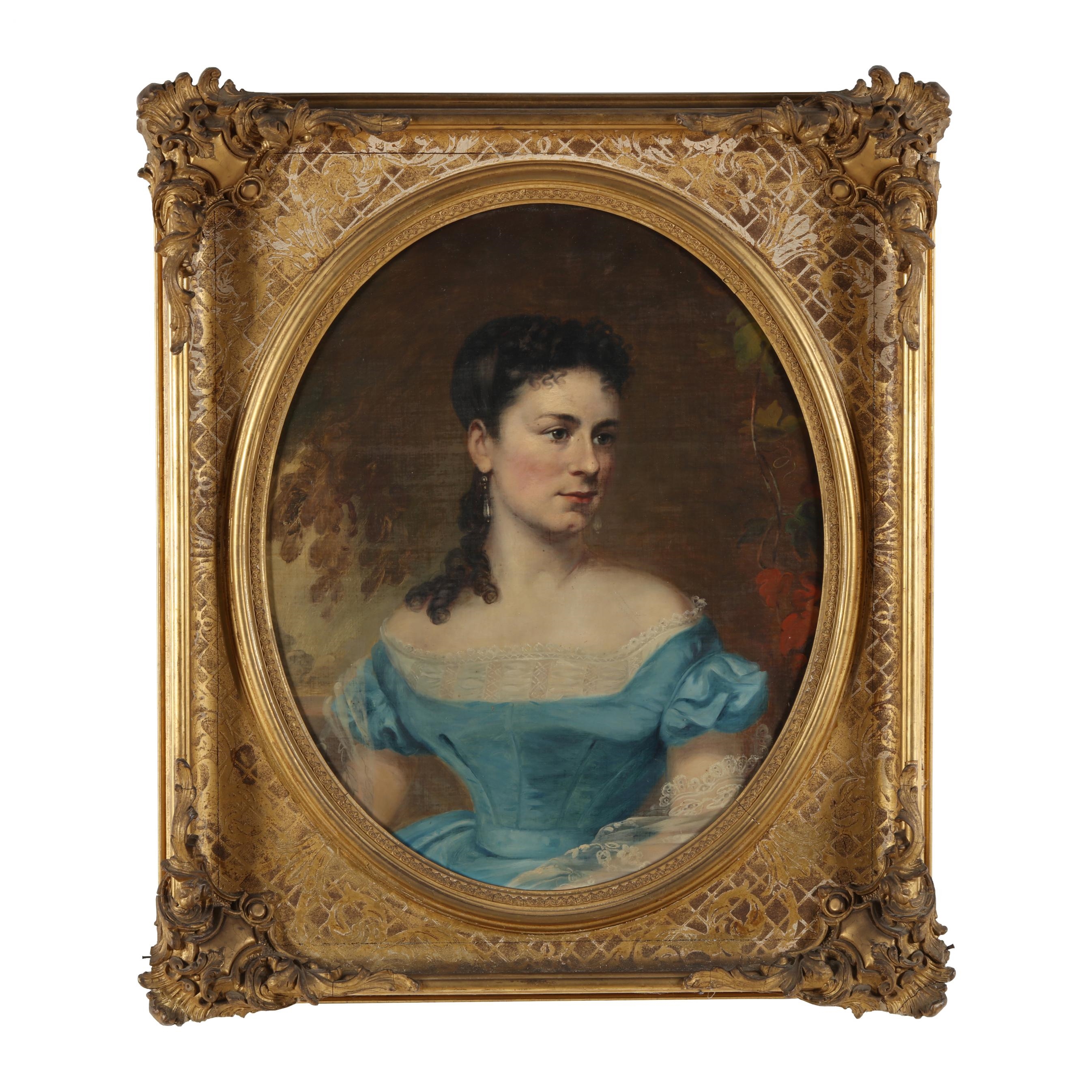 Portrait of a Young Woman by English School, 19th Century, dated 1867