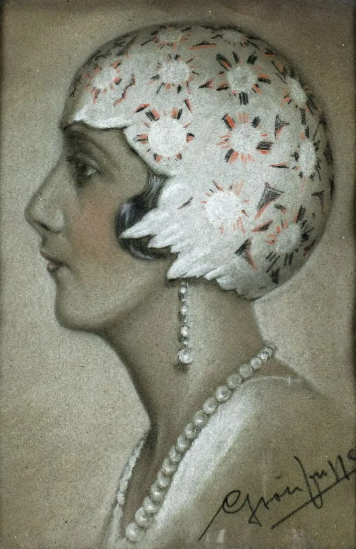 Artwork by Louis Alexandre Bouteloup, Portrait of Woman, Made of pastel on paper