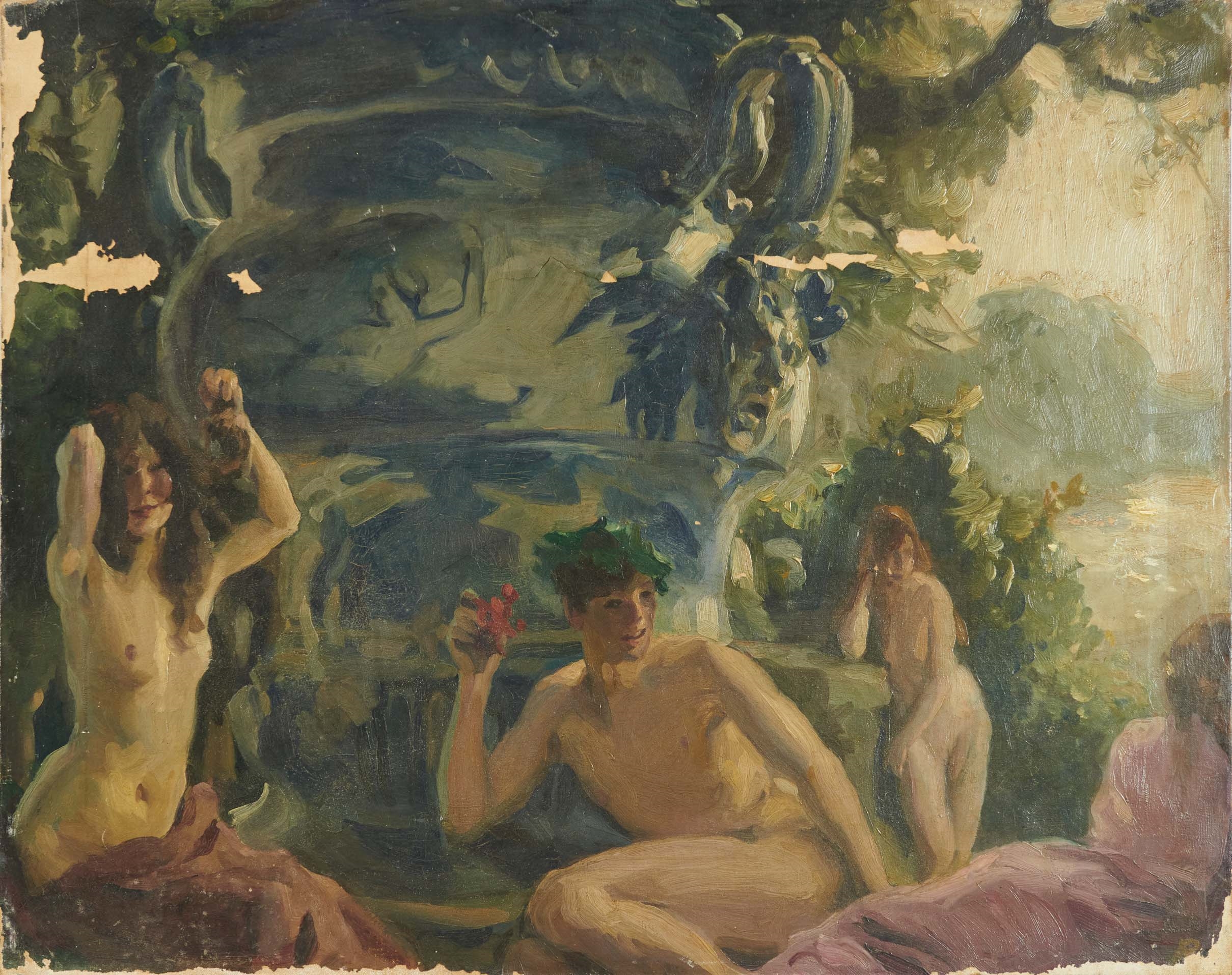 Nudes and Fountain by Gerald Spencer Pryse