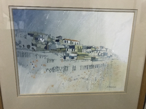 Ken Messer | Aberdovey a coastal scene with houses, watercolour, signed ...