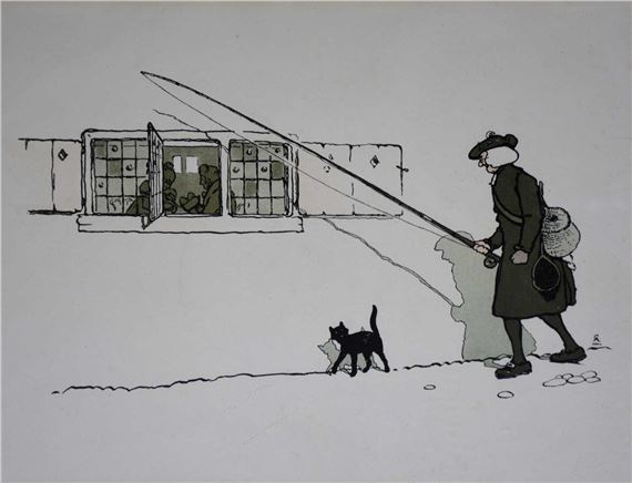 After Cecil Aldin, four modern reproduction fishing prints. by Cecil Aldin